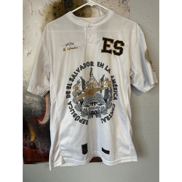 Umbro El Salvador Futbol Jersey White ES Soccer Camisa La Selecta Men L Stain - Picture 1 of 5